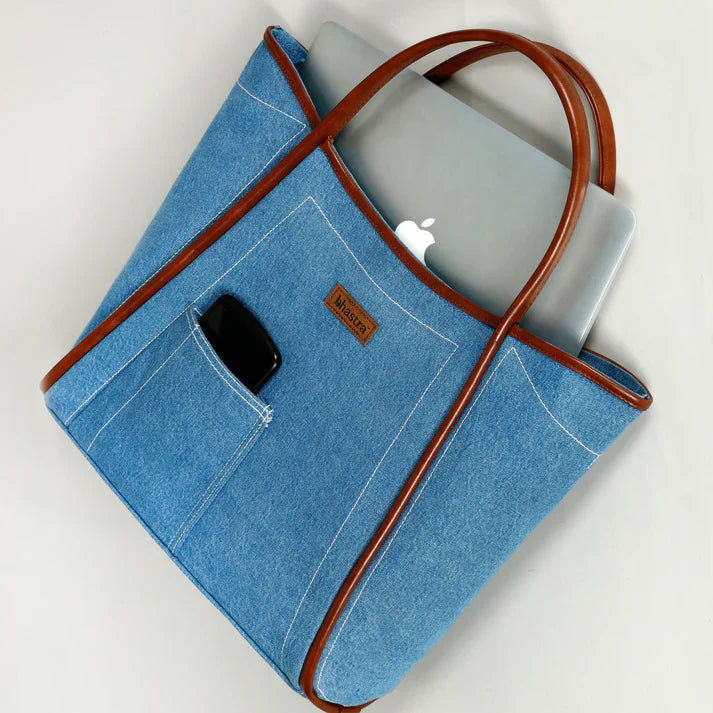 Classic Denim Tube -Denim Trail Tote bag