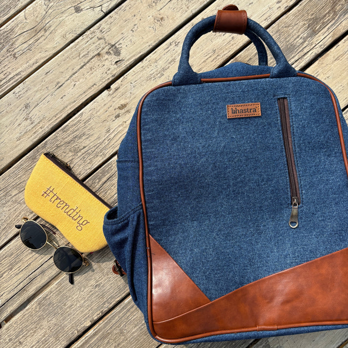 Deep Denim Backpack-denim trail