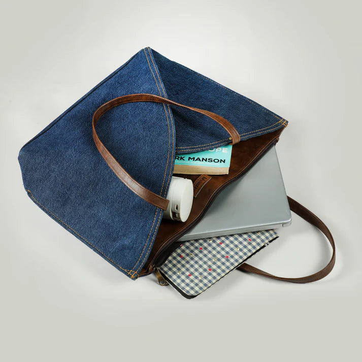 Deep Denim Tulip Tote Bag