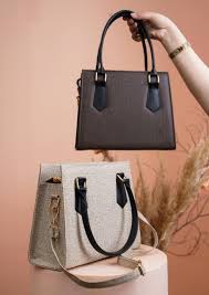 Textured Handbag With Black Top Handles Bag